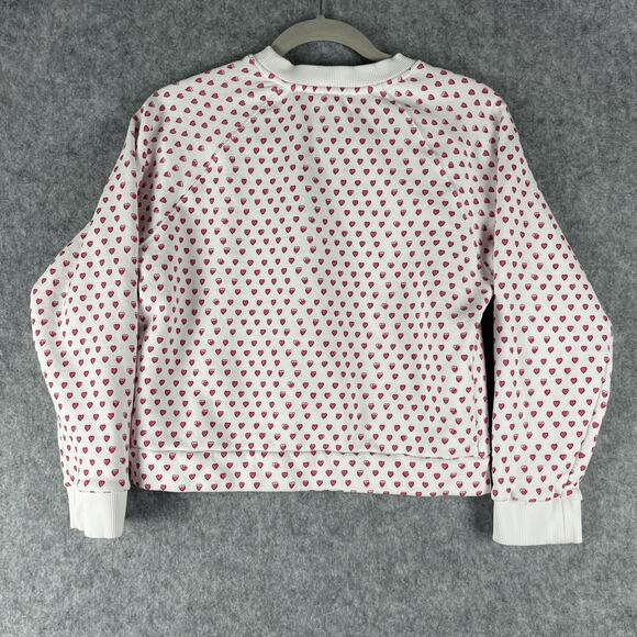 Roller Rabbit Sweatshirt Womens XS Pink Heart Print Organic Crewneck Casual FLAW - Picture 9 of 12